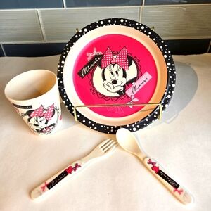 Disney Minnie Mouse Pink and Black Dinner Set